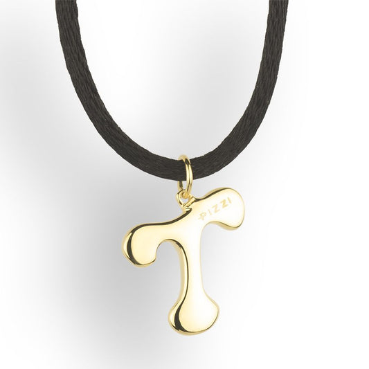 Pendente con laccio iniziale lettera t in oro giallo 18kt