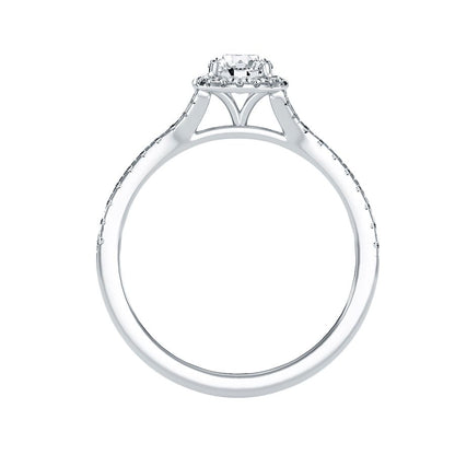 Halo-Solitärring aus 18-karätigem Weißgold mit 0,74 Karat Diamanten
