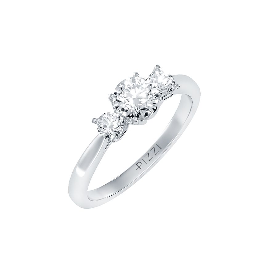 Trilogie-Ring aus 18-karätigem Weißgold mit 0,94 Karat Diamanten