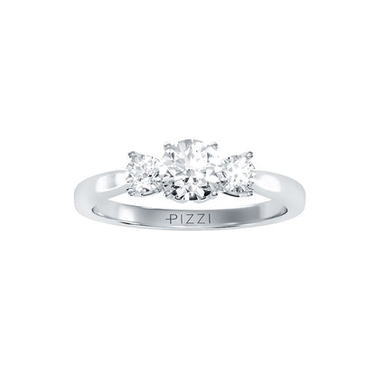 Trilogie-Ring aus 18-karätigem Weißgold mit 0,94 Karat Diamanten