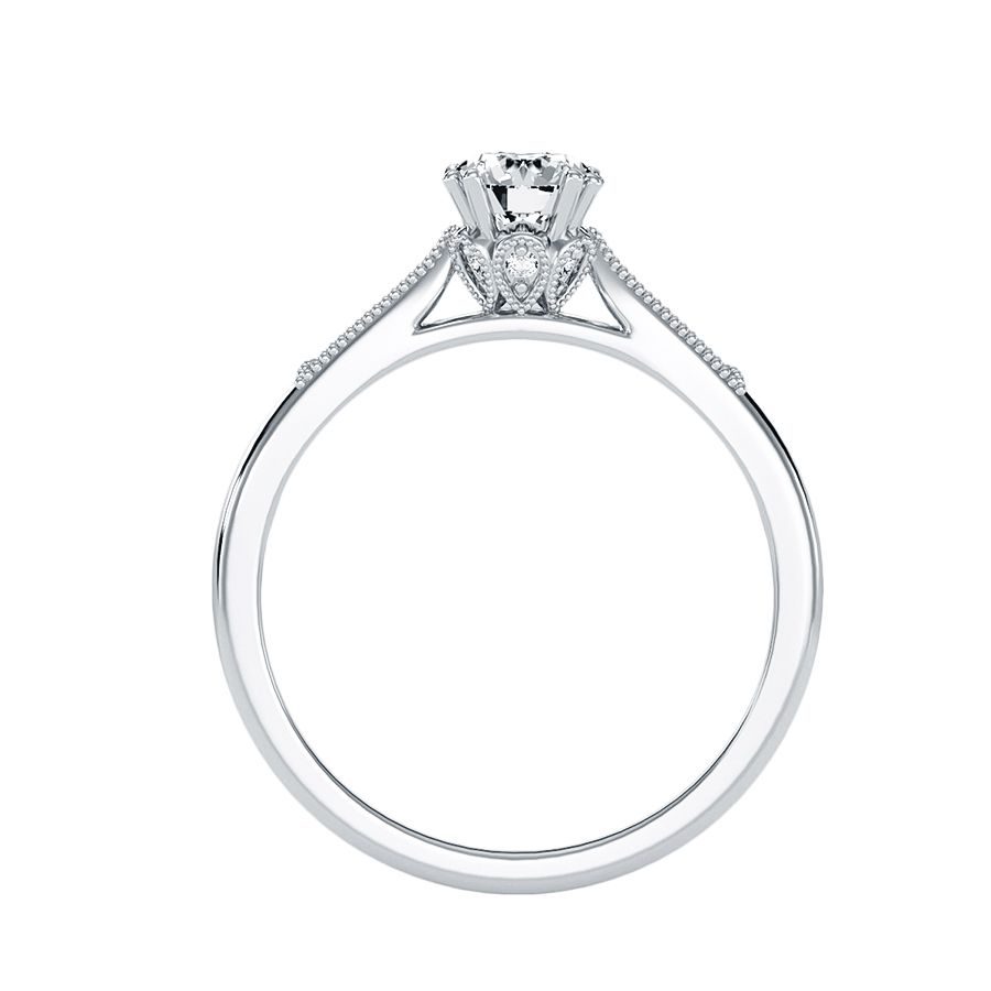 0.65 Carat Pavé Solitaire Ring in 18k White Gold