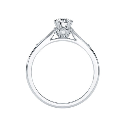 Solitärring mit 0,65 Karat Pavé-Fassung in 18 Karat Weißgold