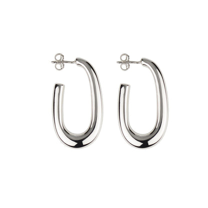 Orecchini ovali in argento sezione rotonda lunghezza 30mm
