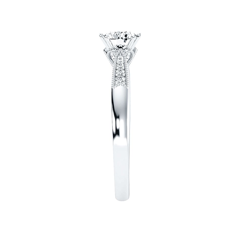 0.65 Carat Pavé Solitaire Ring in 18k White Gold