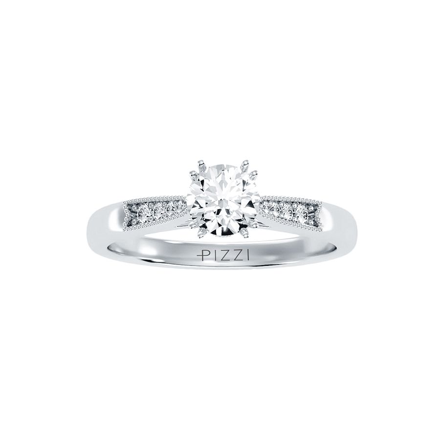 0.65 Carat Pavé Solitaire Ring in 18k White Gold