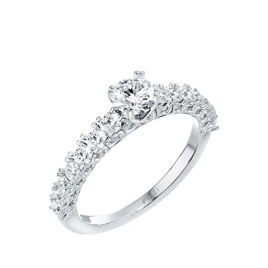 1.10 Carat 15-Stone Pavé Ring in 18k White Gold