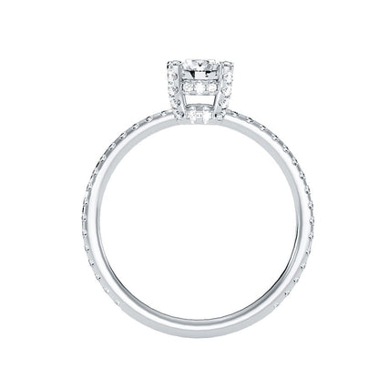 Solitärring mit 0,45 Karat Pavé-Fassung in 18 Karat Weißgold