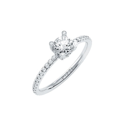Solitärring mit 0,45 Karat Pavé-Fassung in 18 Karat Weißgold