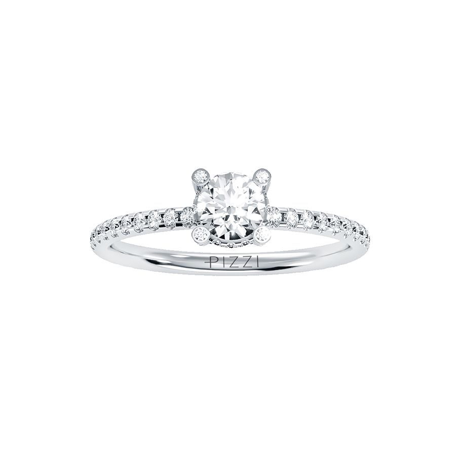 0.45-Carat Pavé Solitaire Ring in 18k White Gold