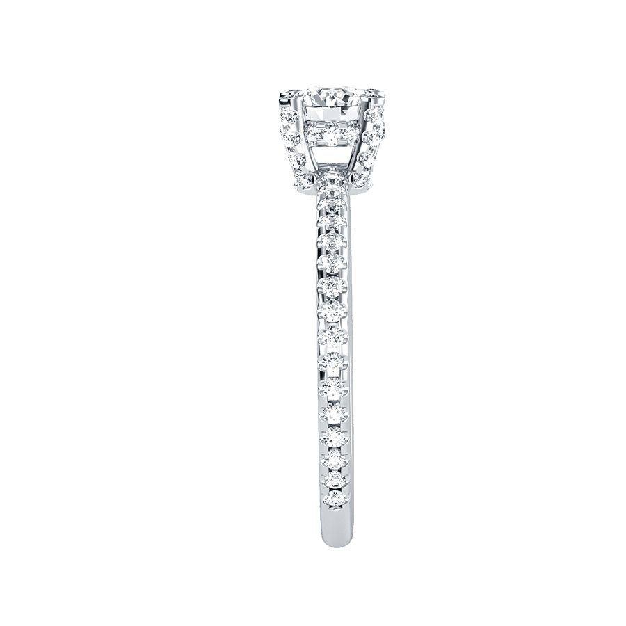0.45-Carat Pavé Solitaire Ring in 18k White Gold
