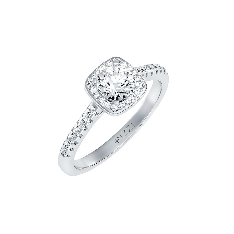 Halo-Solitärring aus 18-karätigem Weißgold mit 1,00 Karat Diamanten