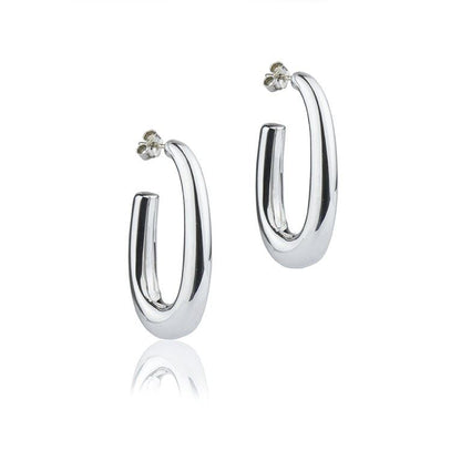 Orecchini ovali in argento sezione rotonda lunghezza 30mm