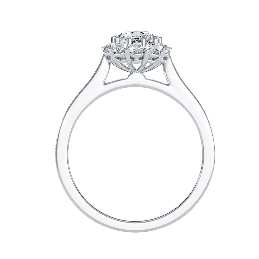 18k White Gold Halo Solitaire Ring with 0.65 Carat Diamonds