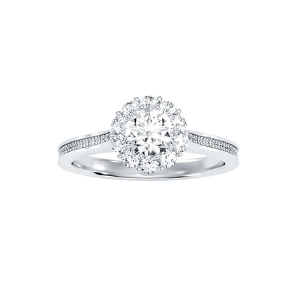 Halo-Solitärring aus 18-karätigem Weißgold mit 0,65 Karat Diamanten
