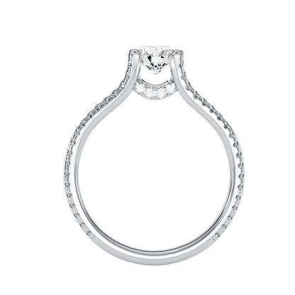Solitärring aus 18-karätigem Weißgold mit Pavé-Fassung und 1,08 Karat Diamanten