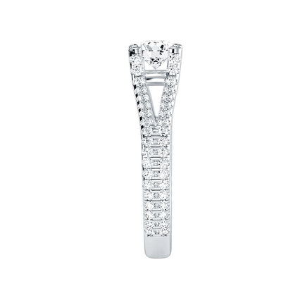 Solitärring aus 18-karätigem Weißgold mit Pavé-Fassung und 1,08 Karat Diamanten