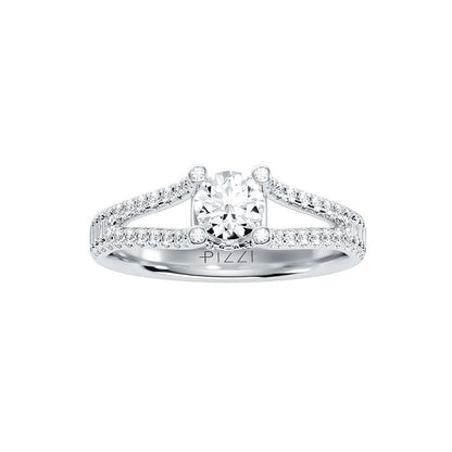 Solitärring aus 18-karätigem Weißgold mit Pavé-Fassung und 1,08 Karat Diamanten