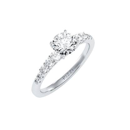 Solitärring aus 18-karätigem Weißgold mit Pavé-Fassung und 1,50 Karat Diamanten