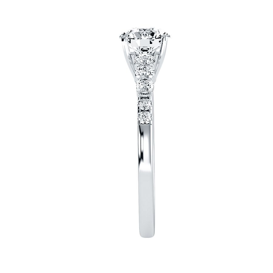 18k White Gold Pavé Solitaire Ring with 1.50 Carat Diamonds