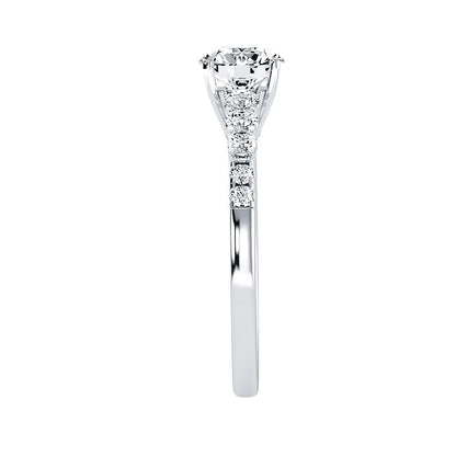 Solitärring aus 18-karätigem Weißgold mit Pavé-Fassung und 1,50 Karat Diamanten