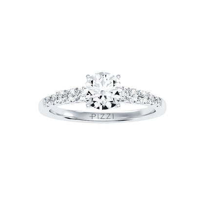 Solitärring aus 18-karätigem Weißgold mit Pavé-Fassung und 1,50 Karat Diamanten