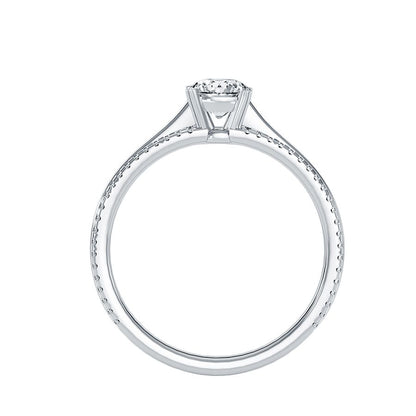 Solitärring aus 18-karätigem Weißgold mit Pavé-Fassung und 0,76 Karat Diamanten