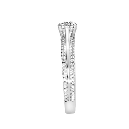 Solitärring aus 18-karätigem Weißgold mit Pavé-Fassung und 0,76 Karat Diamanten