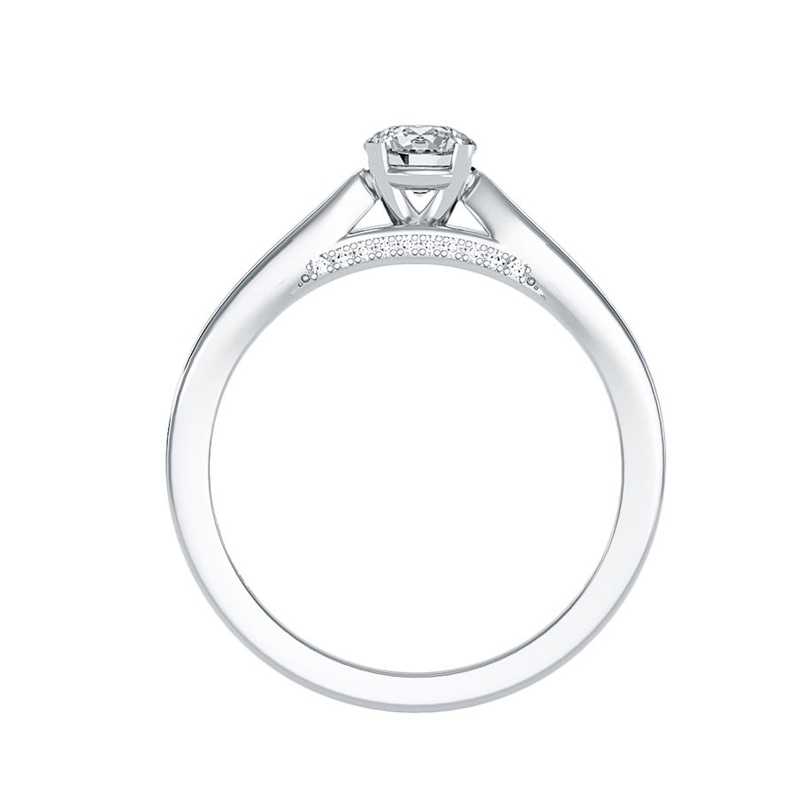18k White Gold Pavé Solitaire Ring with 0.81-Carat Diamonds