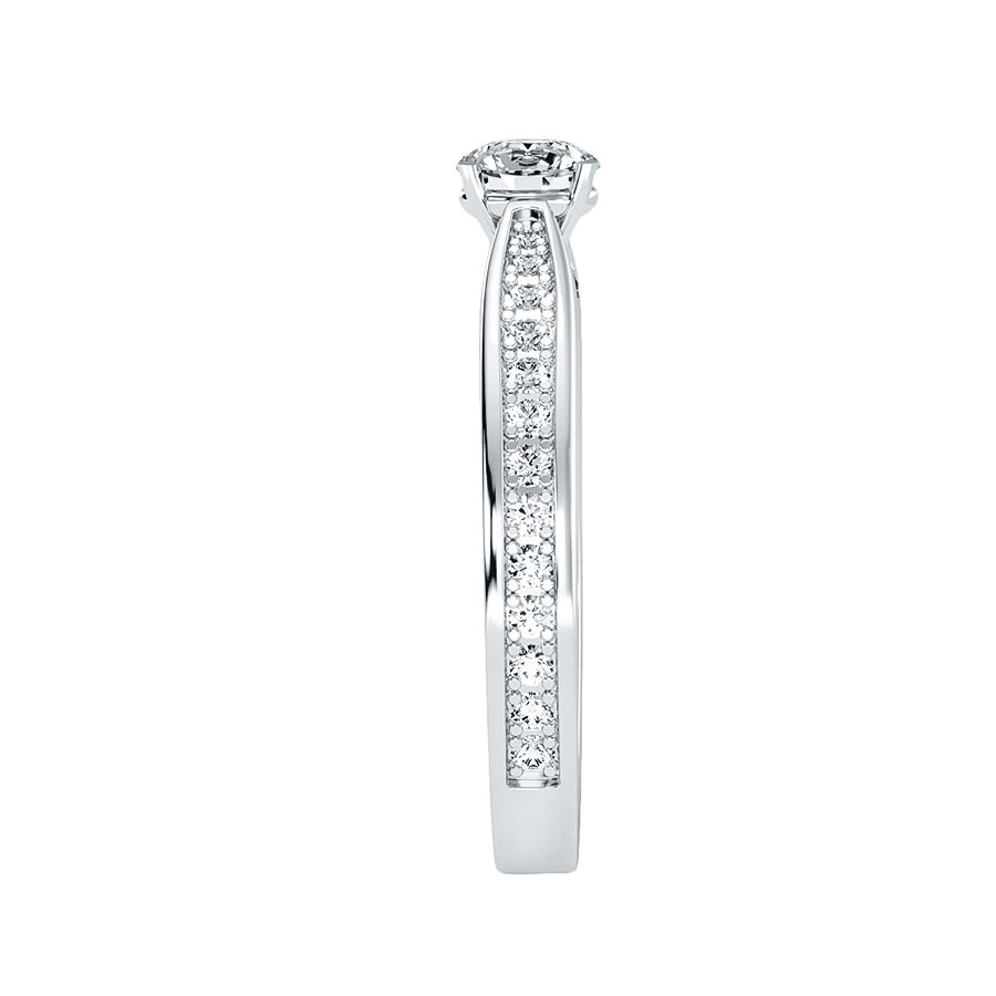 18k White Gold Pavé Solitaire Ring with 0.81-Carat Diamonds
