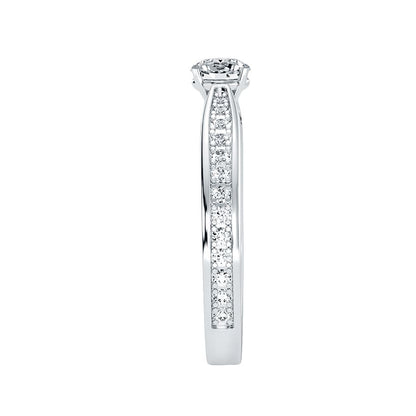 Solitärring aus 18-karätigem Weißgold mit Pavé-Fassung und 0,81 Karat Diamanten