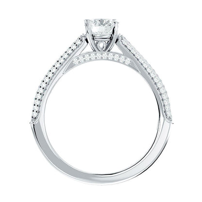Solitärring aus 18-karätigem Weißgold mit Pavé-Fassung und 0,84 Karat Diamanten