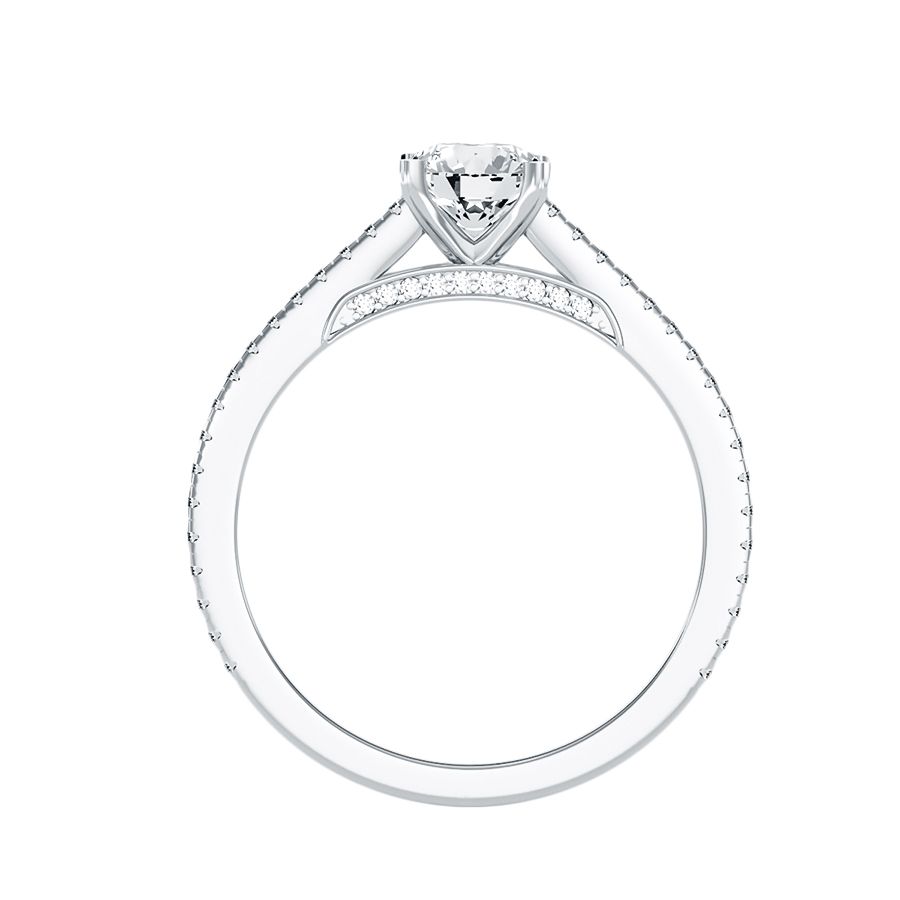 18k White Gold Pavé Solitaire Ring with 0.80-carat Diamonds