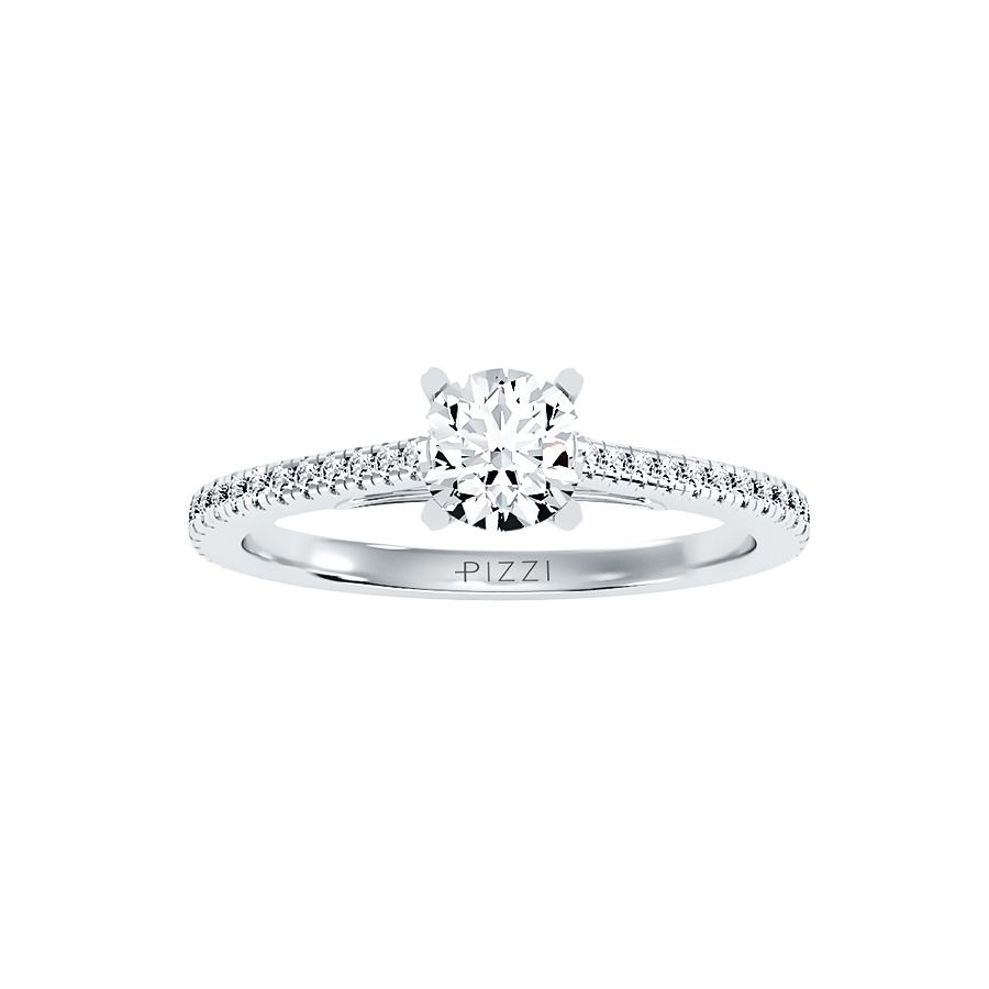 18k White Gold Pavé Solitaire Ring with 0.80-carat Diamonds