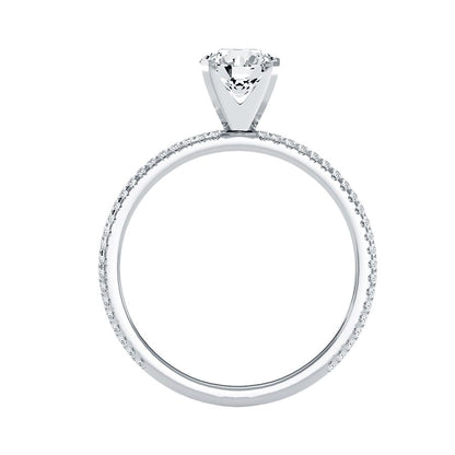 Solitärring aus 18-karätigem Weißgold mit Pavé-Fassung und 1,28 Karat Diamanten
