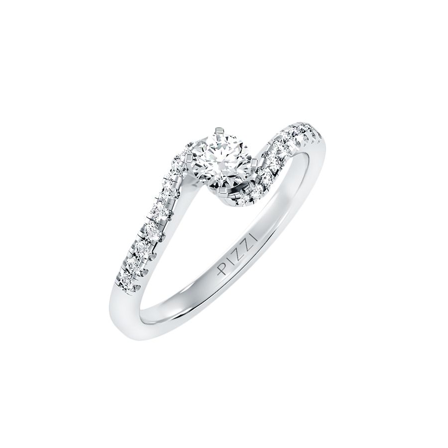 Valentino Solitär-Pavé-Ring aus 18-karätigem Weißgold mit 0,56 Karat Diamanten