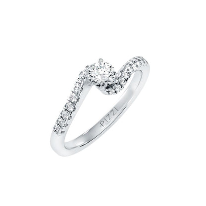 Valentino Solitär-Pavé-Ring aus 18-karätigem Weißgold mit 0,56 Karat Diamanten
