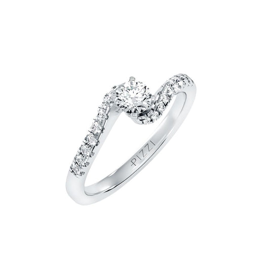 Valentino Solitaire Pavé Ring in 18k White Gold with 0.56-carat Diamonds