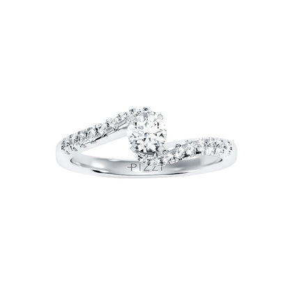 Valentino Solitär-Pavé-Ring aus 18-karätigem Weißgold mit 0,56 Karat Diamanten
