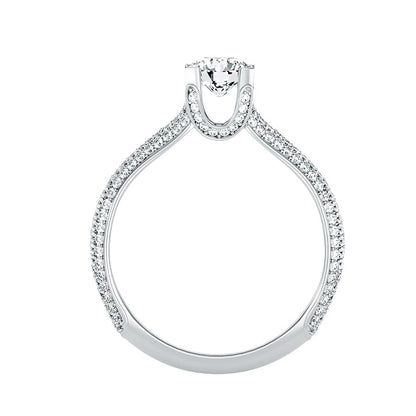 Solitärring aus 18-karätigem Weißgold mit Pavé-Fassung und 1,13 Karat Diamanten