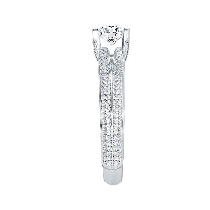 Solitärring aus 18-karätigem Weißgold mit Pavé-Fassung und 1,13 Karat Diamanten