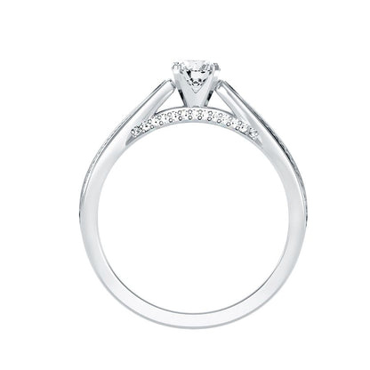 Solitärring aus 18-karätigem Weißgold mit Pavé-Fassung und 0,61 Karat Diamanten
