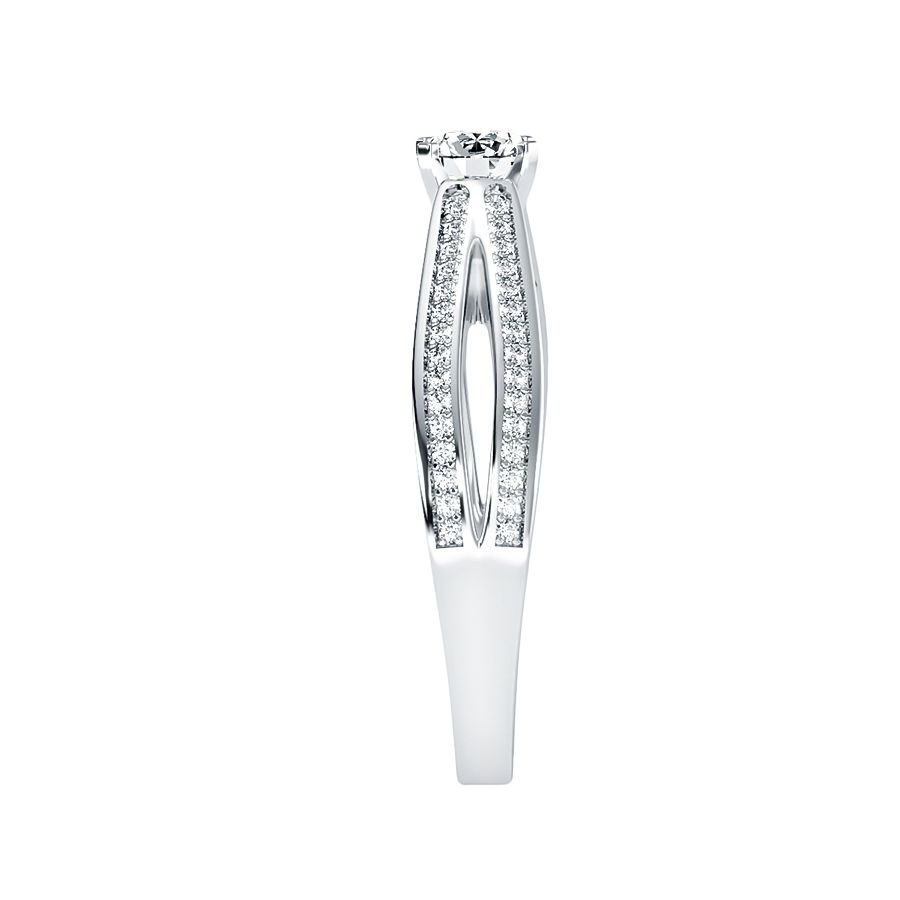 Anello Solitario Pavè in Oro Bianco 18k con diamanti da 0.61 carati