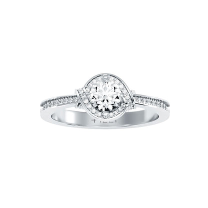 Solitärring aus 18-karätigem Weißgold mit Pavé-Fassung und 0,70 Karat Diamanten