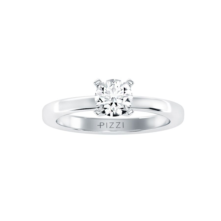 18k White Gold Solitaire Ring with 0.75 Carat Diamonds