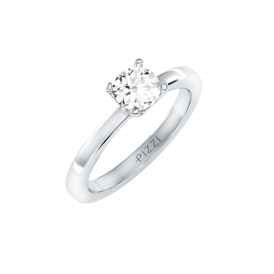 18k White Gold Solitaire Ring with 0.75 Carat Diamonds