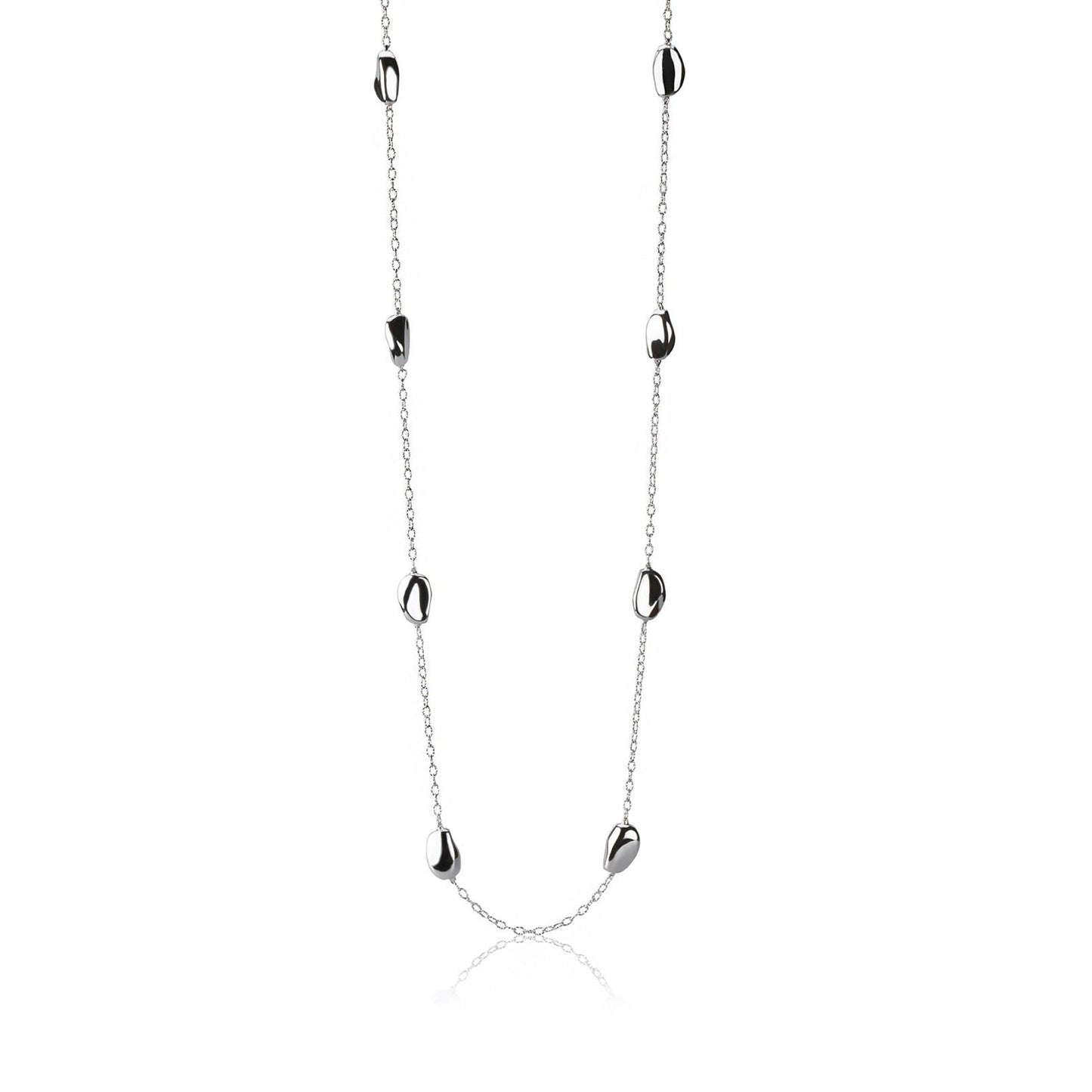 Collana in argento lunga elementi lucidi