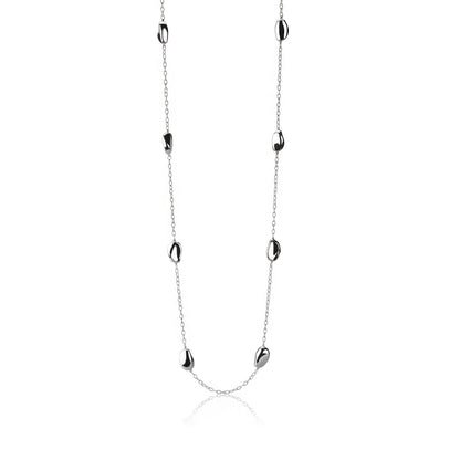 Collana in argento lunga elementi lucidi