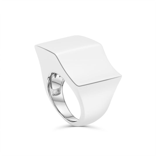 Shiny wave silver ring