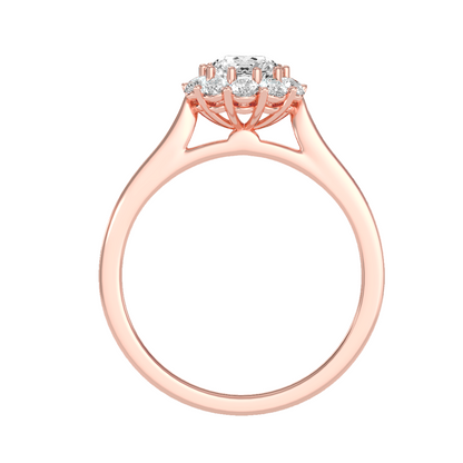 Halo-Solitärring aus 18-karätigem Roségold mit 1,03 Karat Diamanten