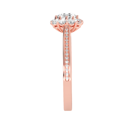 Halo-Solitärring aus 18-karätigem Roségold mit 1,03 Karat Diamanten